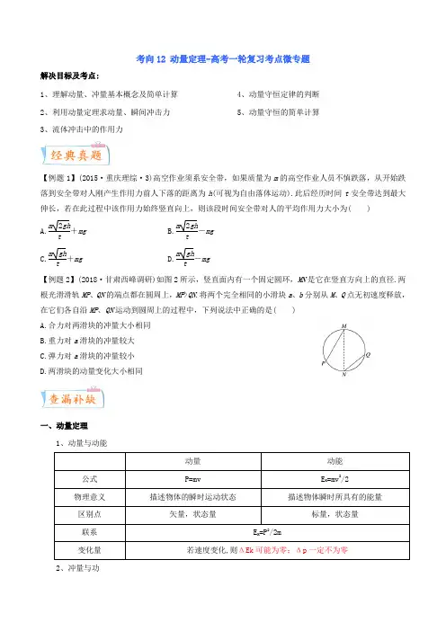 动量定理-高考物理复习考点微专题