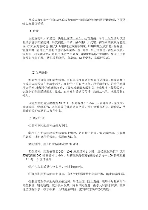 丝瓜病害细菌性角斑病