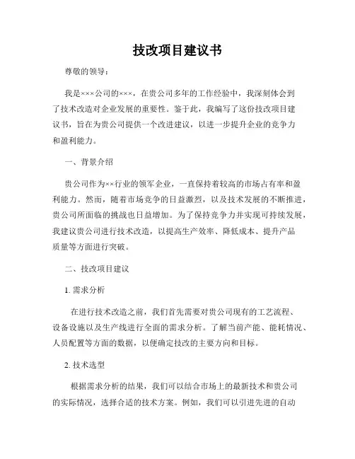 技改项目建议书