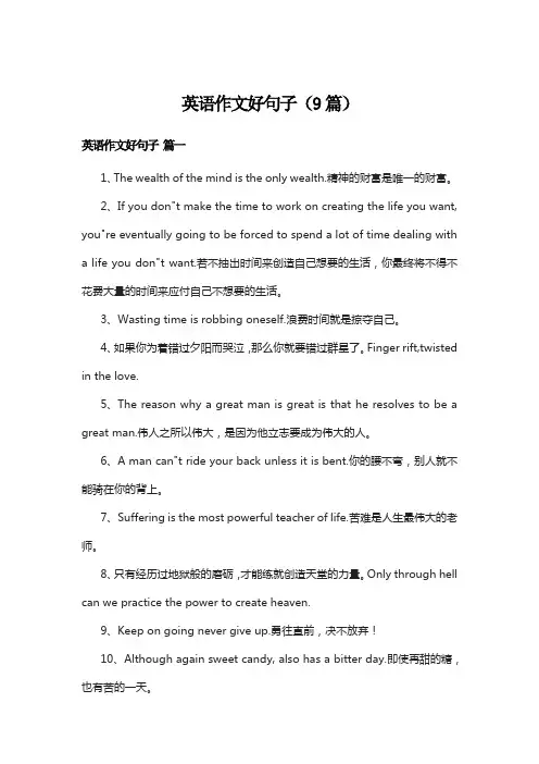 英语作文好句子(9篇)