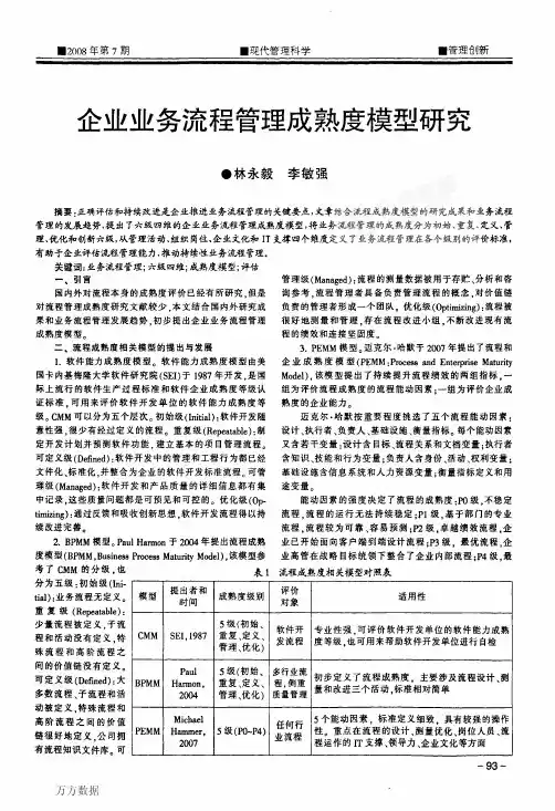 业务流程管理成熟度模型