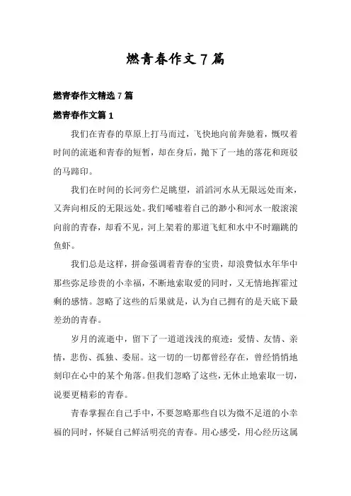 燃青春作文7篇