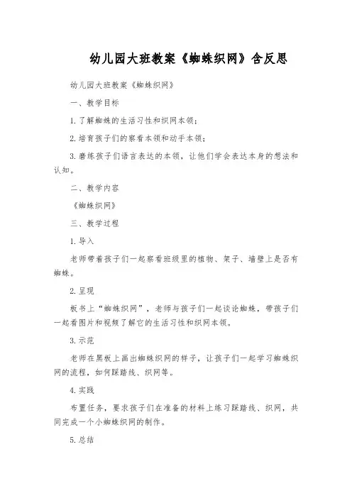 幼儿园大班教案《蜘蛛织网》含反思