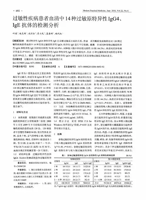 过敏性疾病患者血清中14种过敏原特异性IgG4、IgE抗体的检测分析