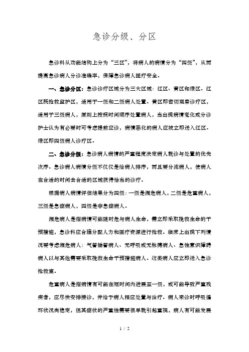 急诊病人病情分级分区