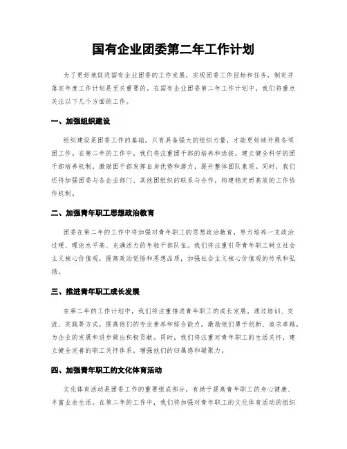 国有企业团委第二年工作计划