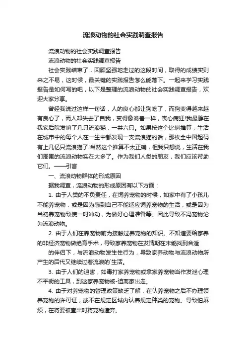 流浪动物的社会实践调查报告