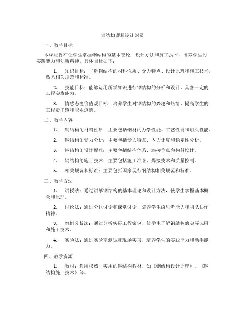 钢结构课程设计附录