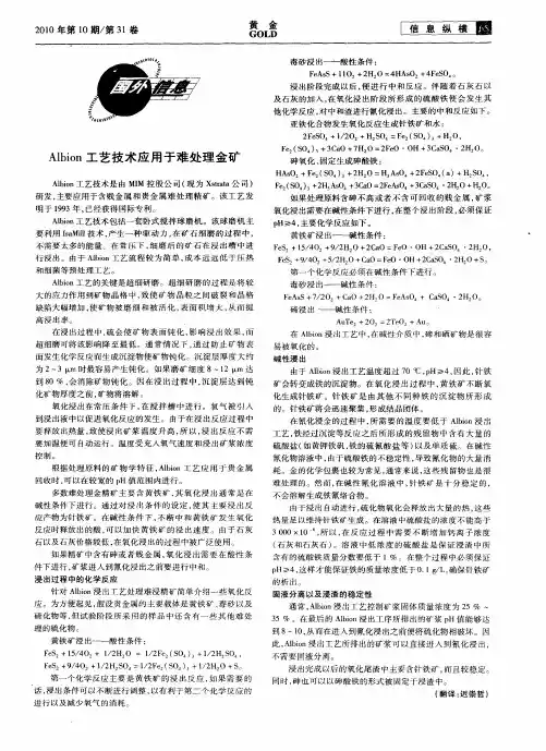 Albion工艺技术应用于难处理金矿