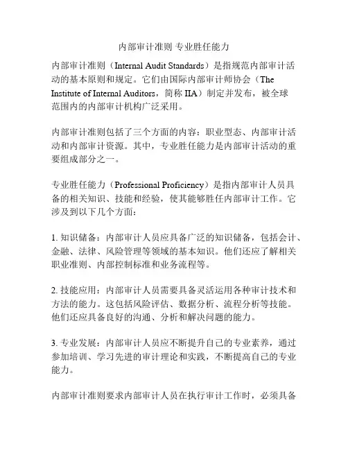 内部审计准则 专业胜任能力