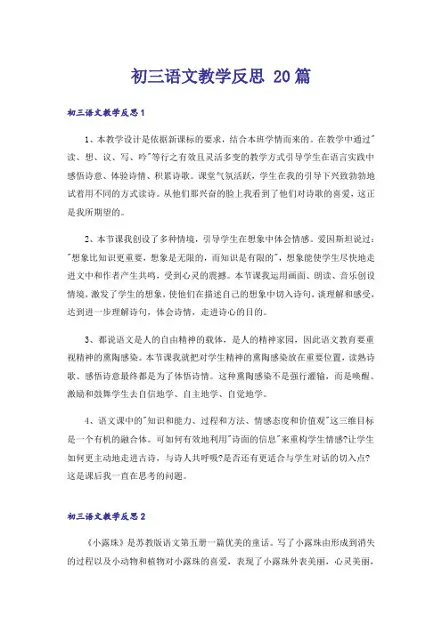 初三语文教学反思 20篇