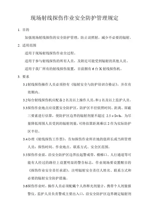 现场射线探伤作业安全防护管理规定