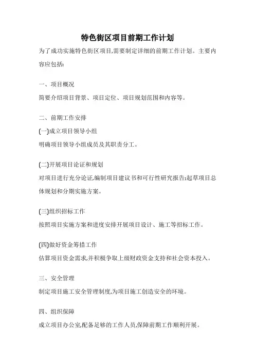特色街区项目前期工作计划