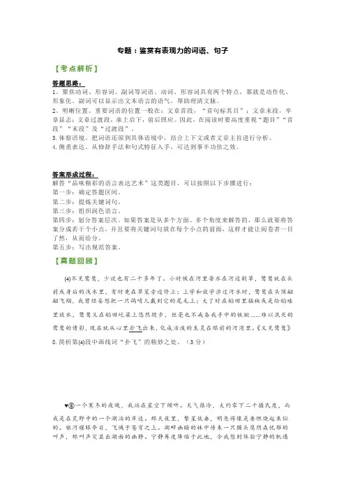 专题：鉴赏有表现力的词语、句子