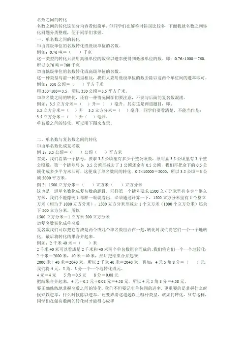 名数之间的转化