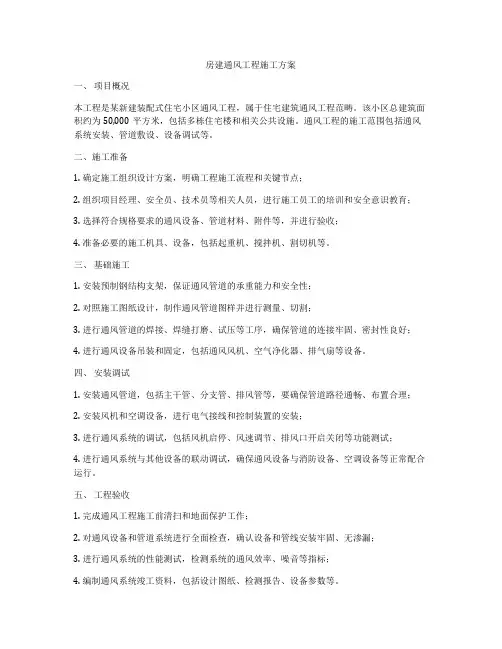 房建通风工程施工方案