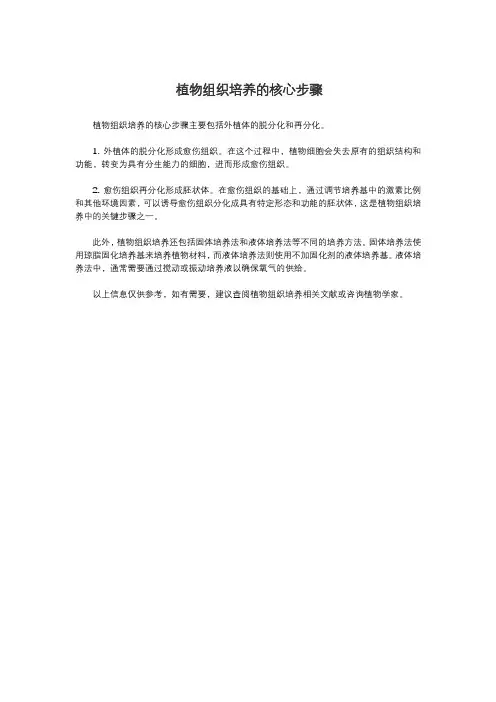 植物组织培养的核心步骤