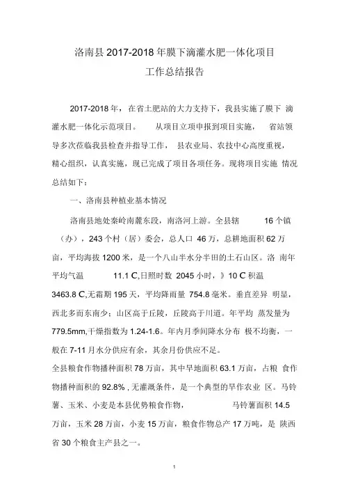 2018年水肥一体化项目工作总结汇报