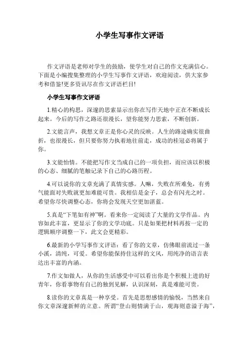 小学生写事作文评语