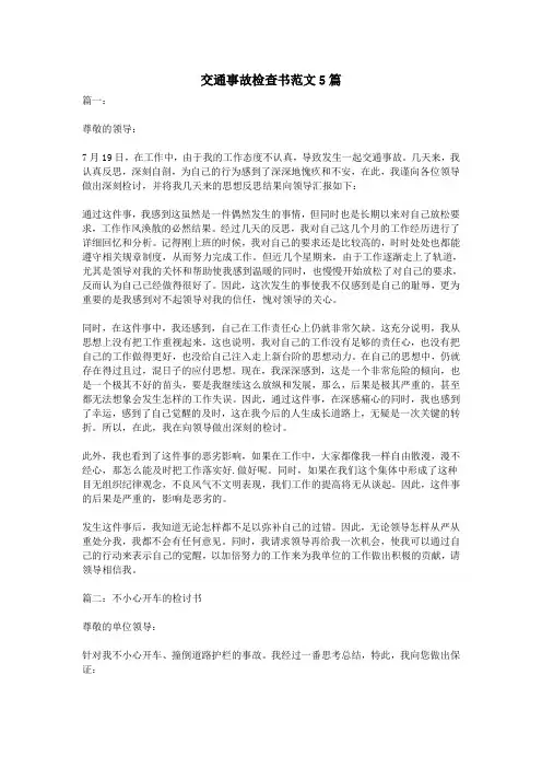 交通事故检查书范文5篇