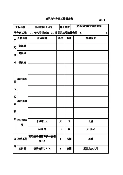 DQ电气分部全套资料