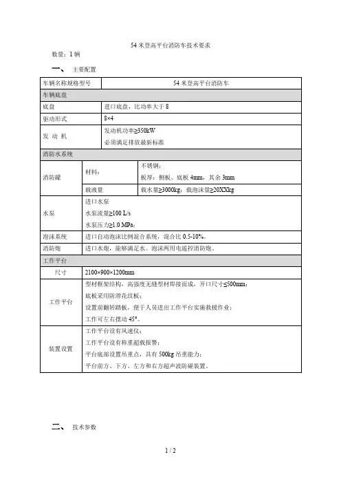 54米登高平台消防车技术要求[001]