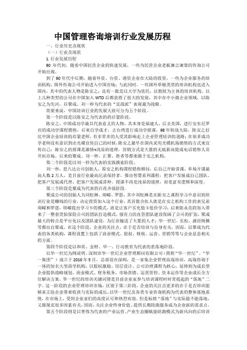 中国管理咨询培训行业发展历程
