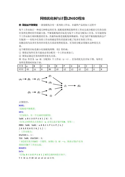 网络优化例与lingo程序