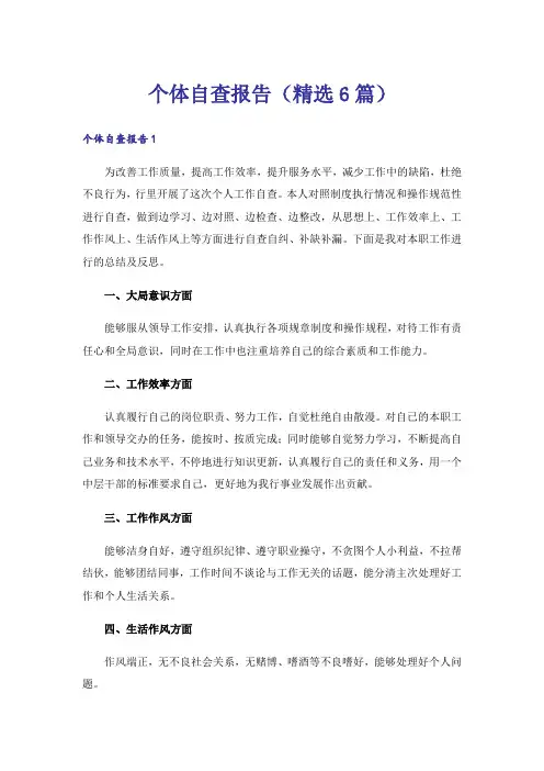 个体自查报告(精选6篇)