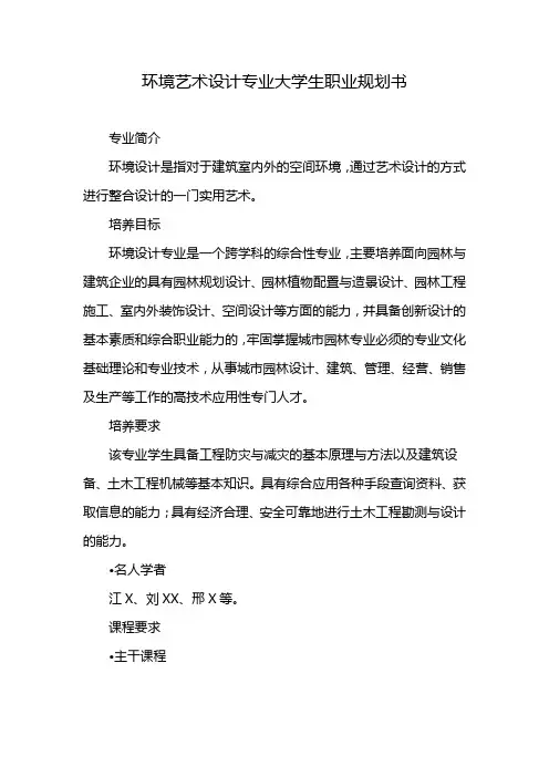 环境艺术设计专业大学生职业规划书