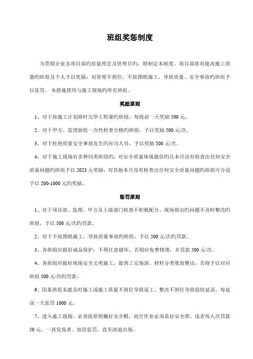 建筑工程班组奖罚细则
