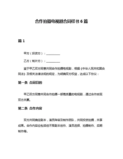 合作拍摄电视剧合同样书6篇