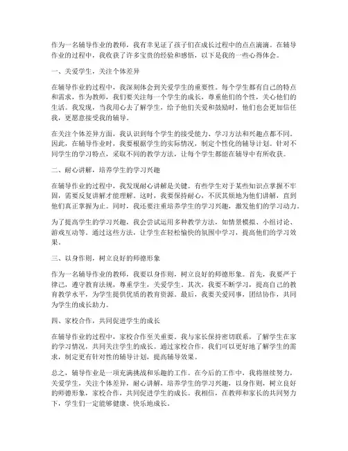 辅导作业教师心得体会