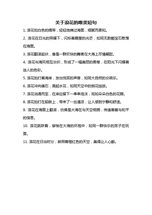 关于浪花的唯美短句