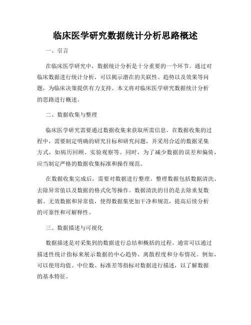 临床医学研究数据统计分析思路概述