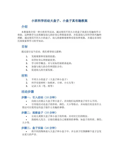 小班科学活动大盒子、小盒子真有趣教案
