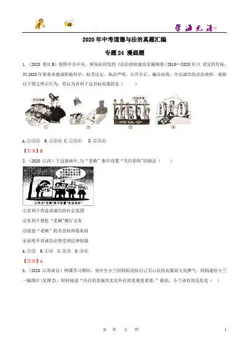 道德与法治专题24 漫画题(答案解析版)---2020精选