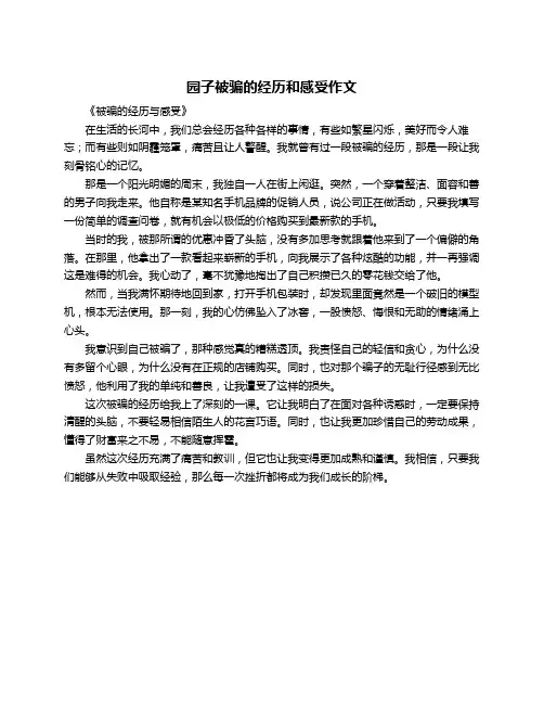 园子被骗的经历和感受作文