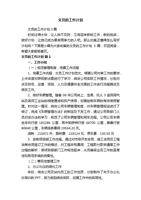 文员的工作计划3篇