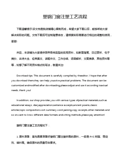 塑钢门窗注塑工艺流程