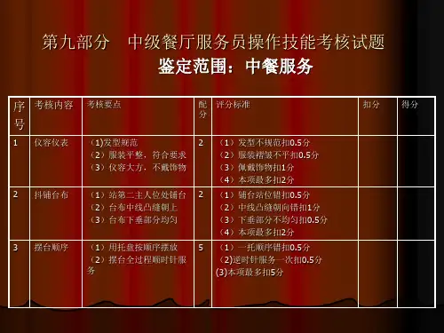 餐厅技能训练(中、高)中级餐厅服务员操作技能考核试题