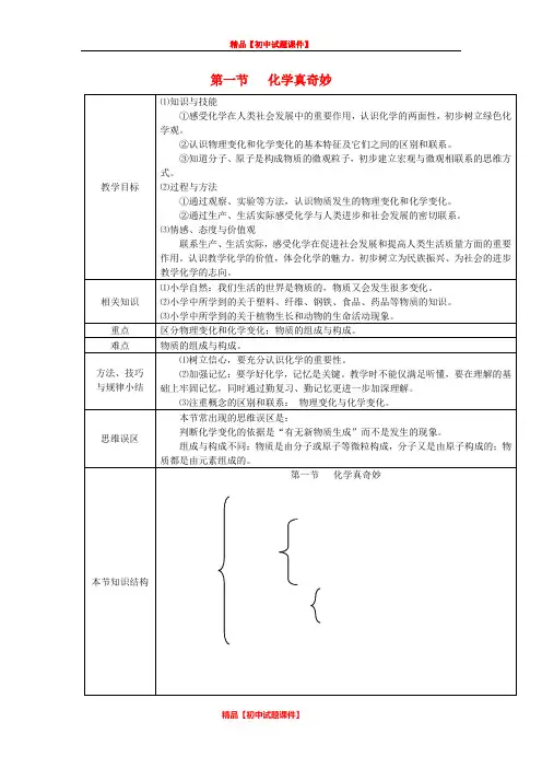 【最新精品】九年级化学上册 1.1 化学真奇妙教案 (新版)鲁教版.doc