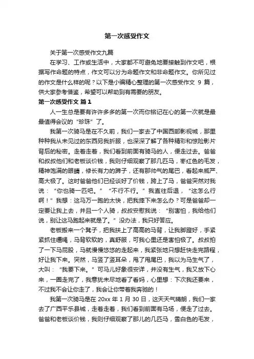 关于第一次感受作文九篇