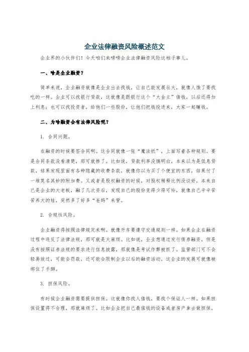 企业法律融资风险概述范文