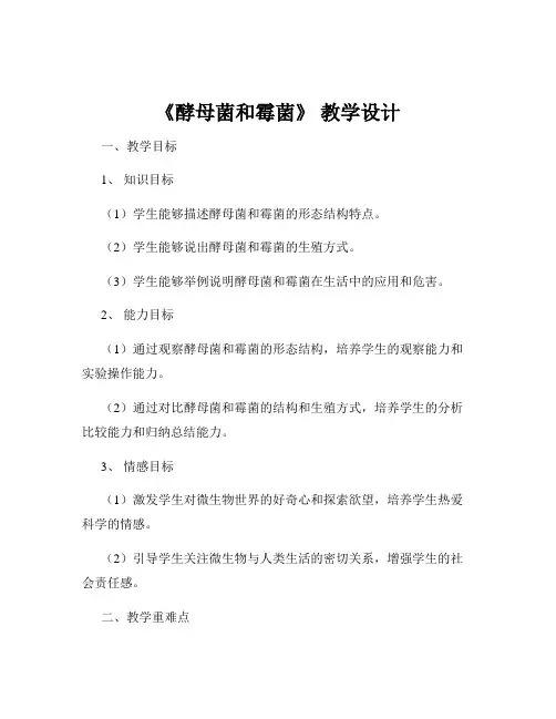 《酵母菌和霉菌》 教学设计