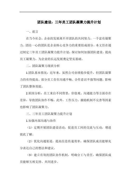 团队建设：三年员工团队凝聚力提升计划