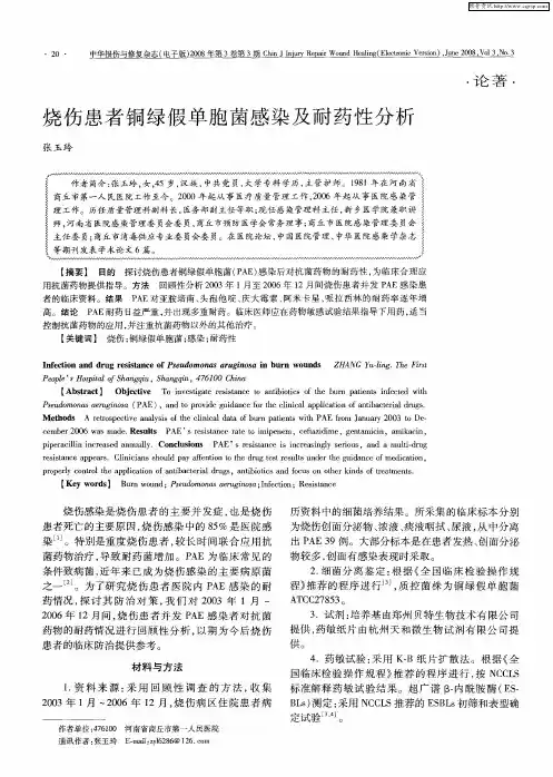 烧伤患者铜绿假单胞菌感染及耐药性分析