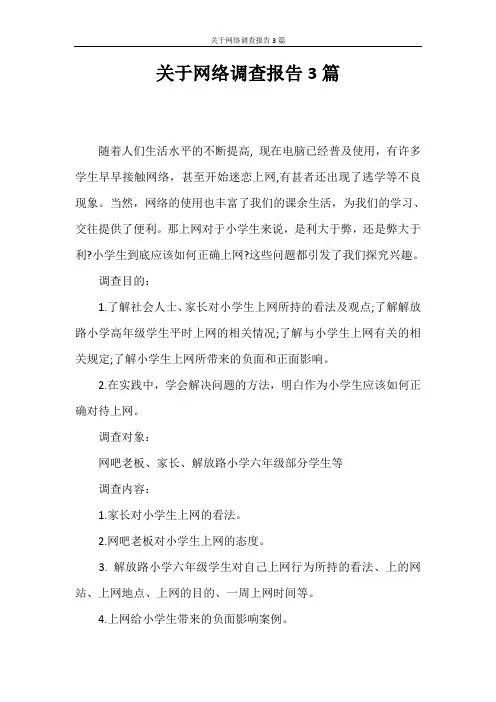 调查报告 关于网络调查报告3篇