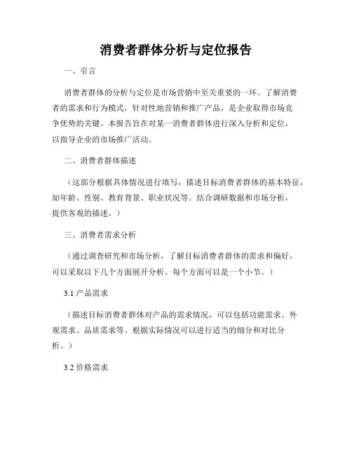 消费者群体分析与定位报告