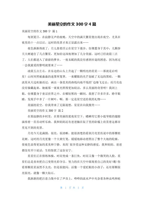 美丽星空的作文300字4篇